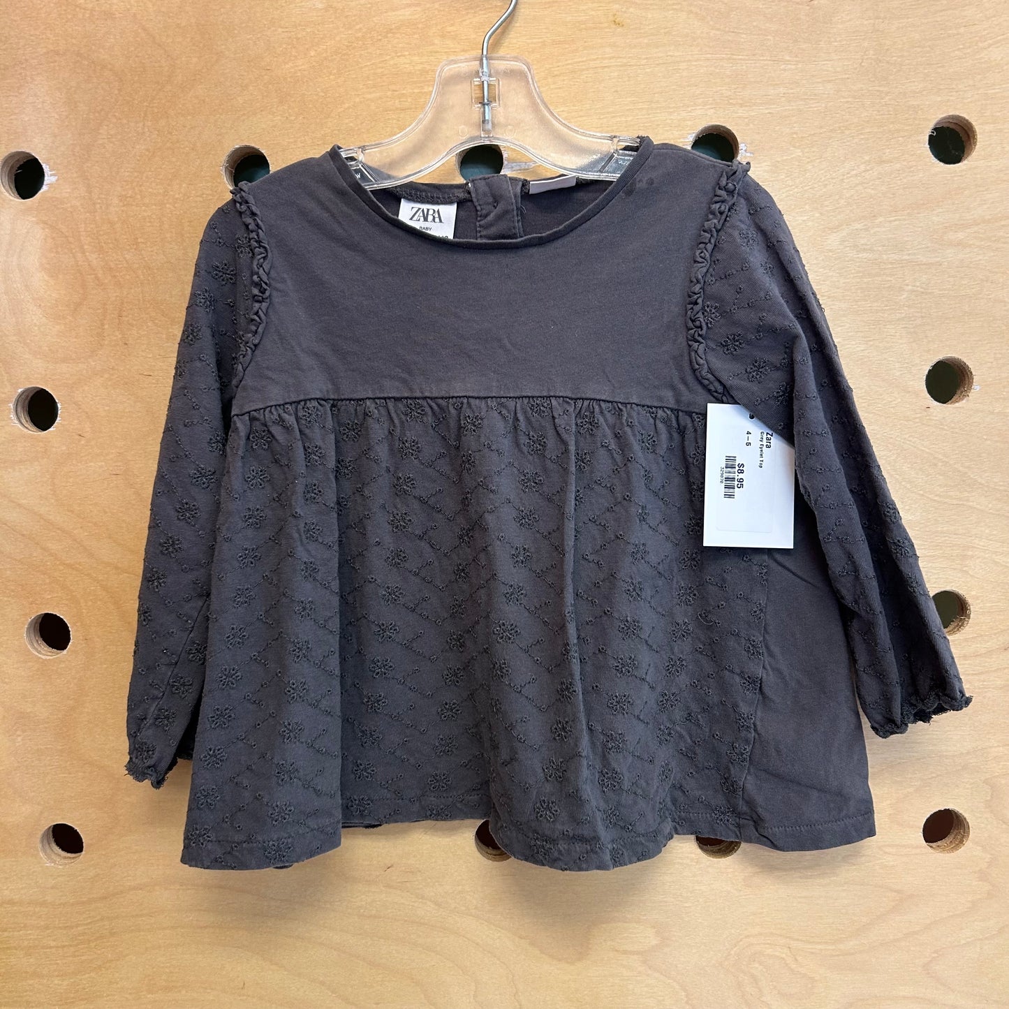 Grey Eyelet Top
