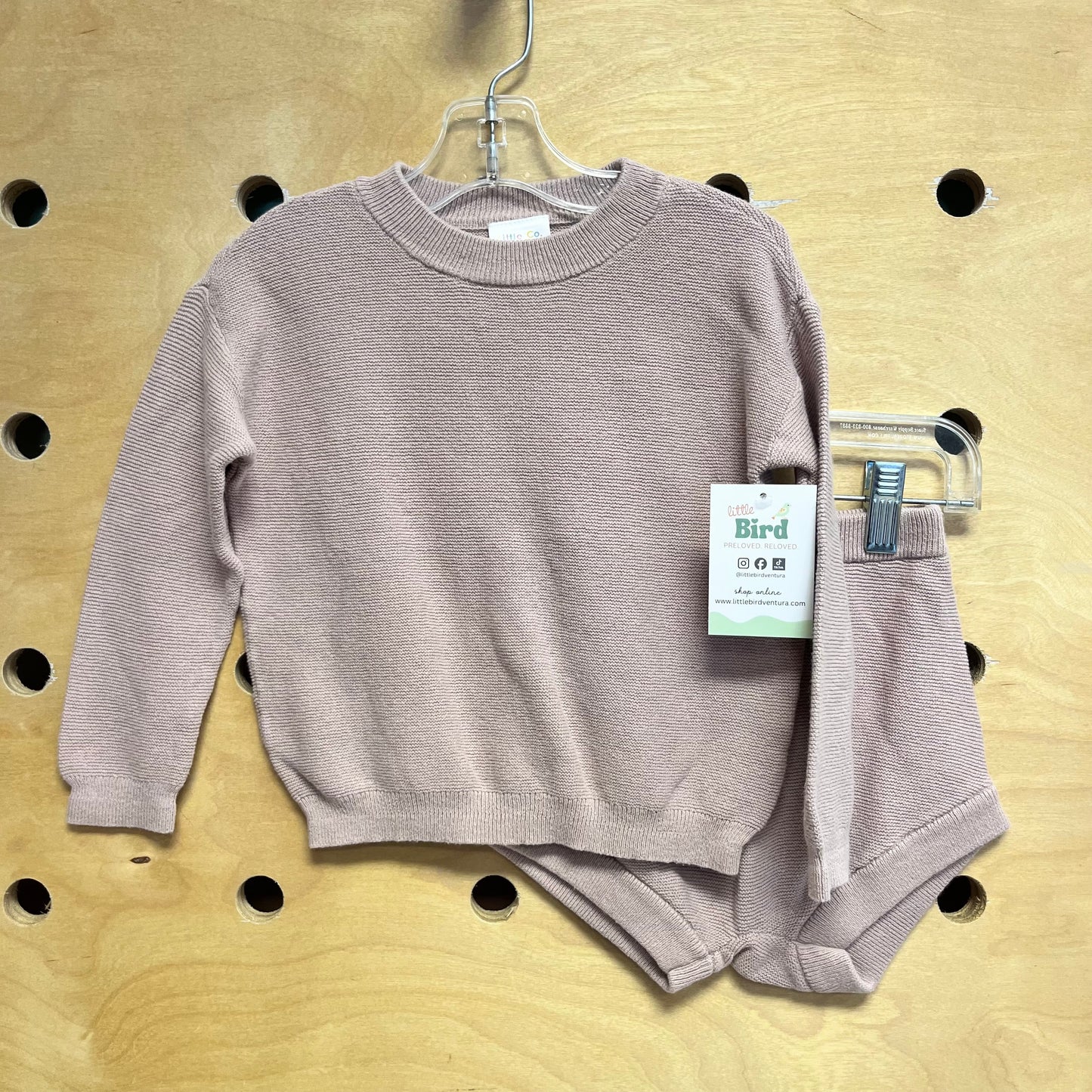 Dusty Pink Organic Knit Sweater & Shorts