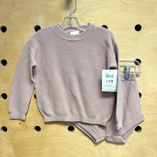 Dusty Pink Organic Knit Sweater & Shorts