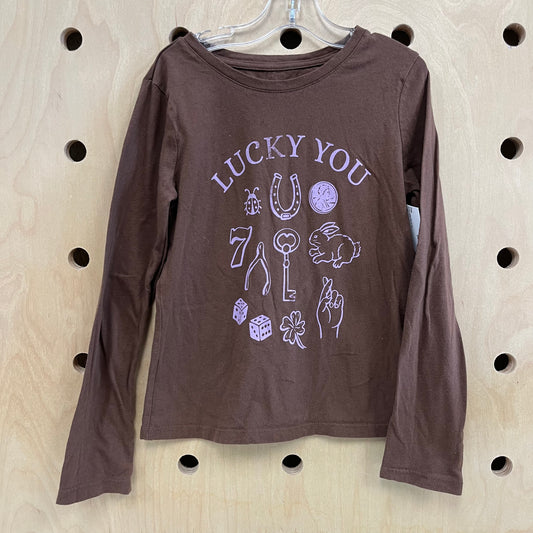 Brown Lucky You LS Tee