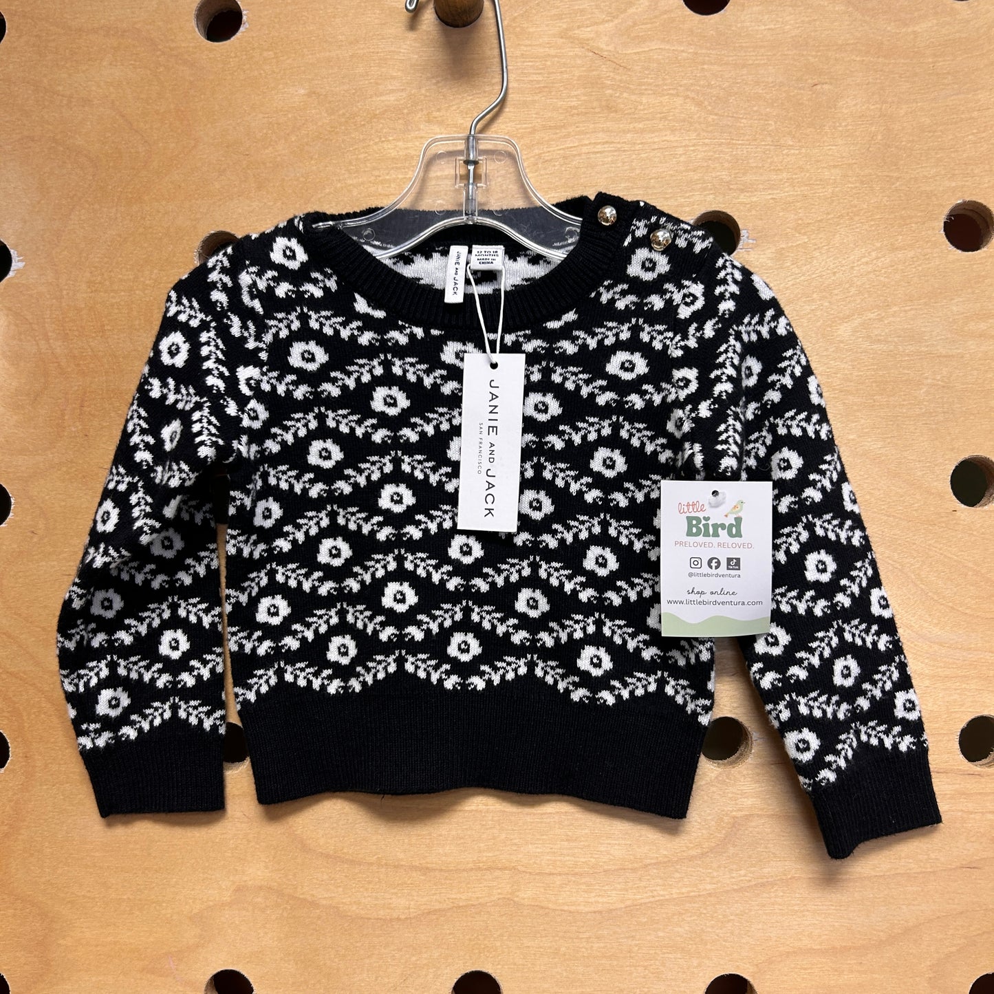 Black/White Floral Sweater NEW!