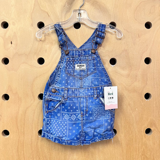 Bandana Print Denim Shortalls