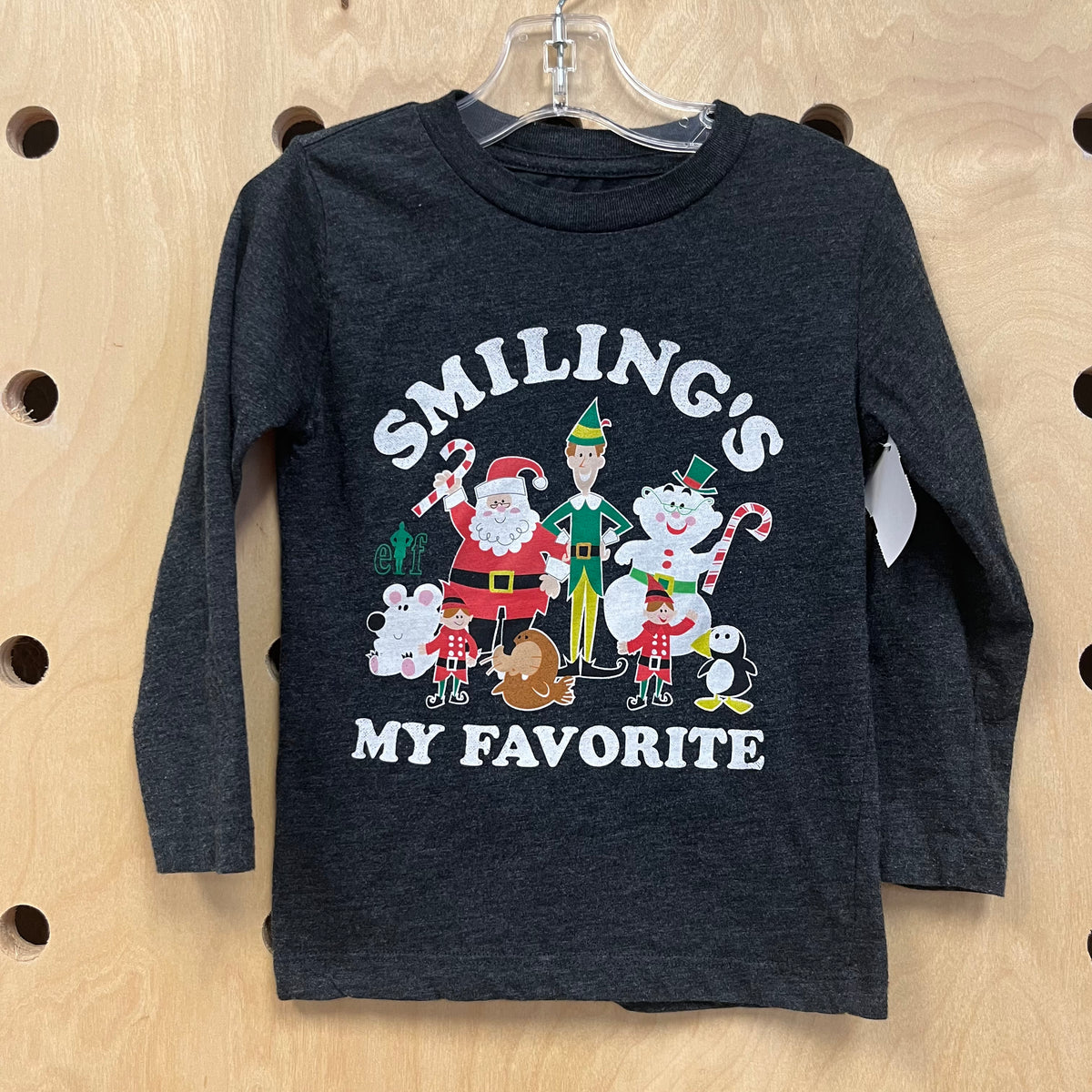 Grey Smiling Is My Favorite LS Elf Tee