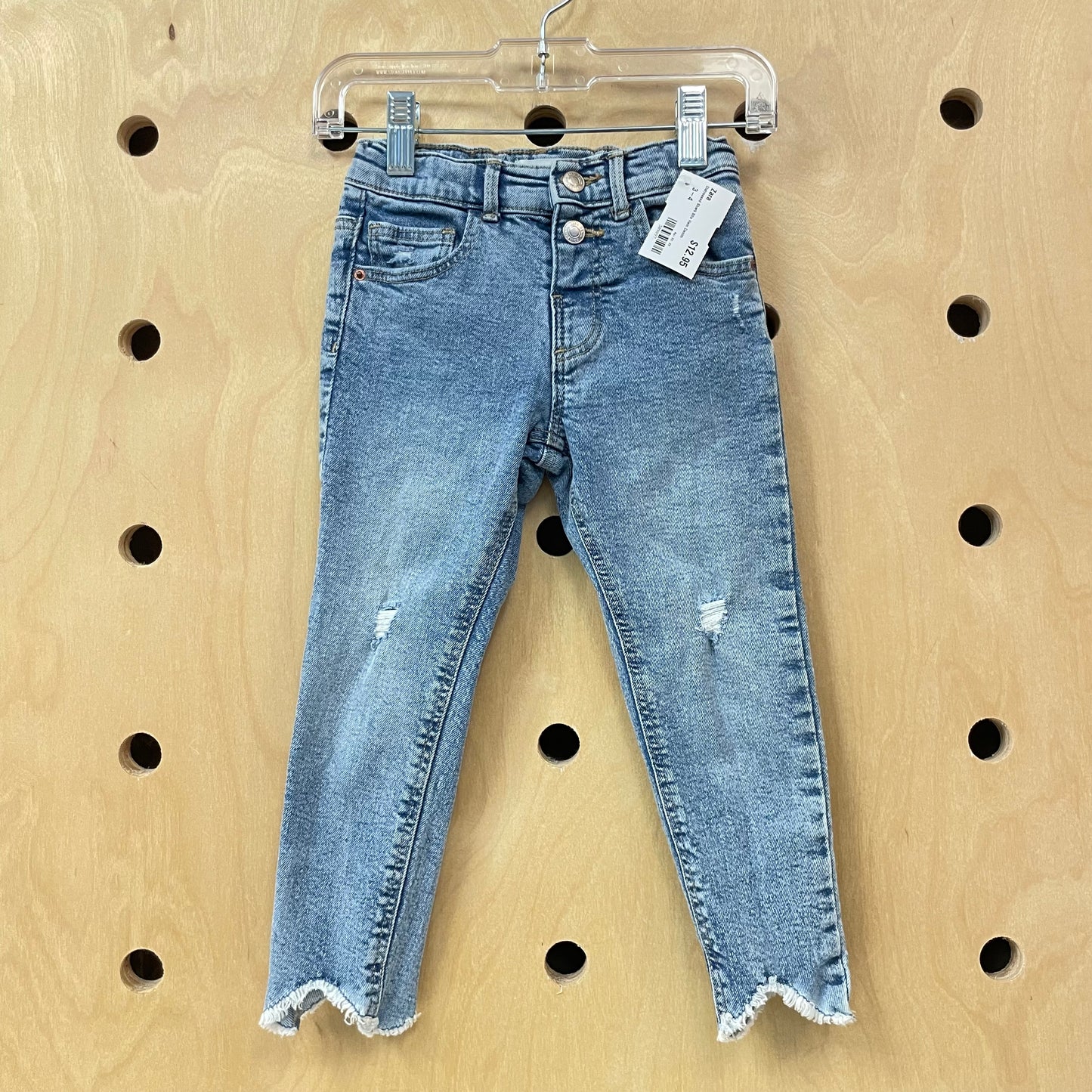 Distressed Shark Bite Hem Denim