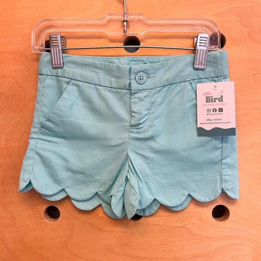 Aqua Scalloped Hem Shorts