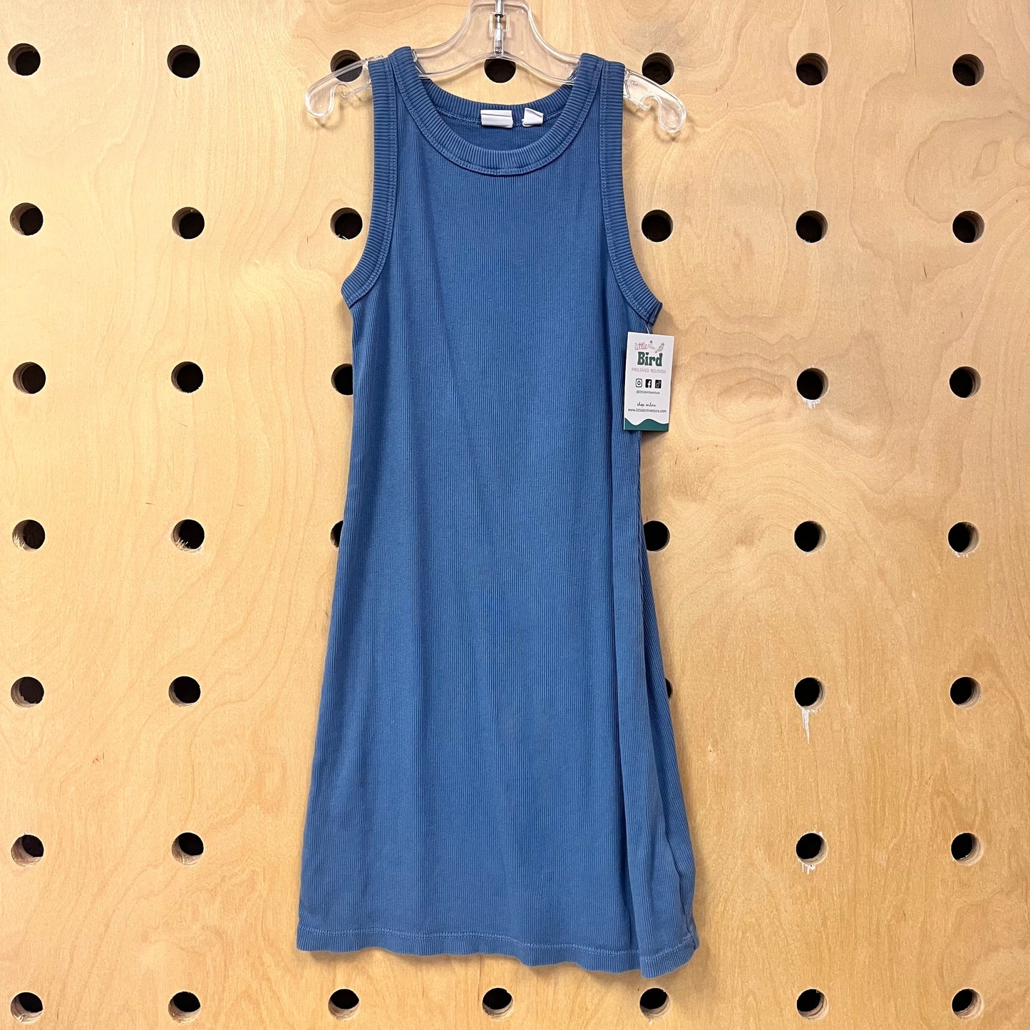 Blue Ribbed Tank Dress