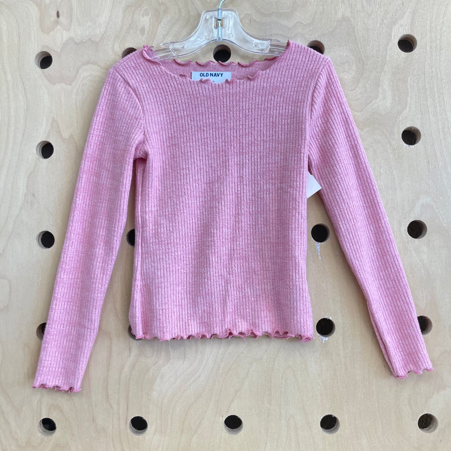 Pink Ribbed LS Top