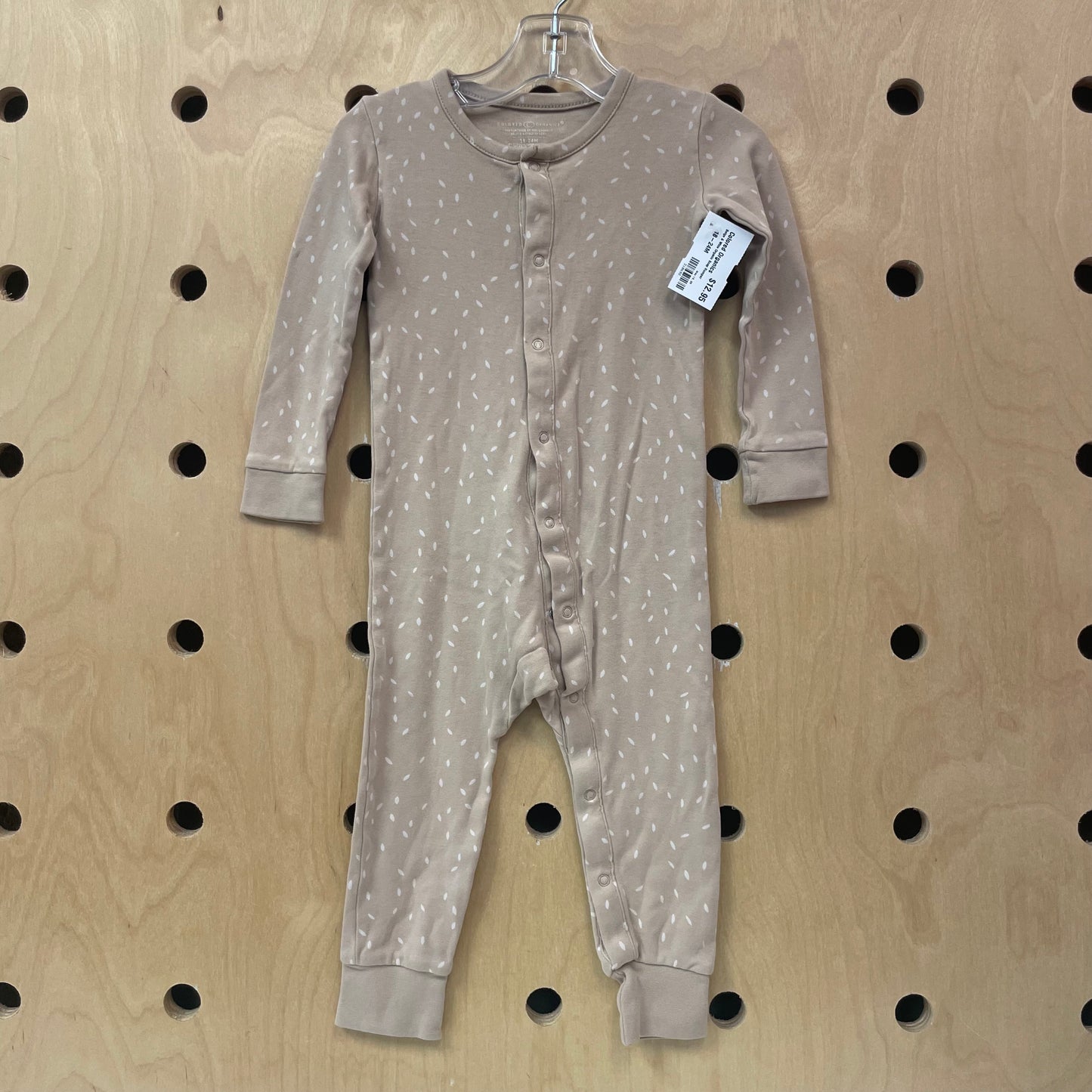 Beige & White Organic Snap Romper