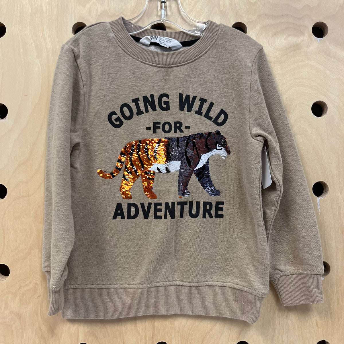 Tan Flip Sequin Tiger Pullover