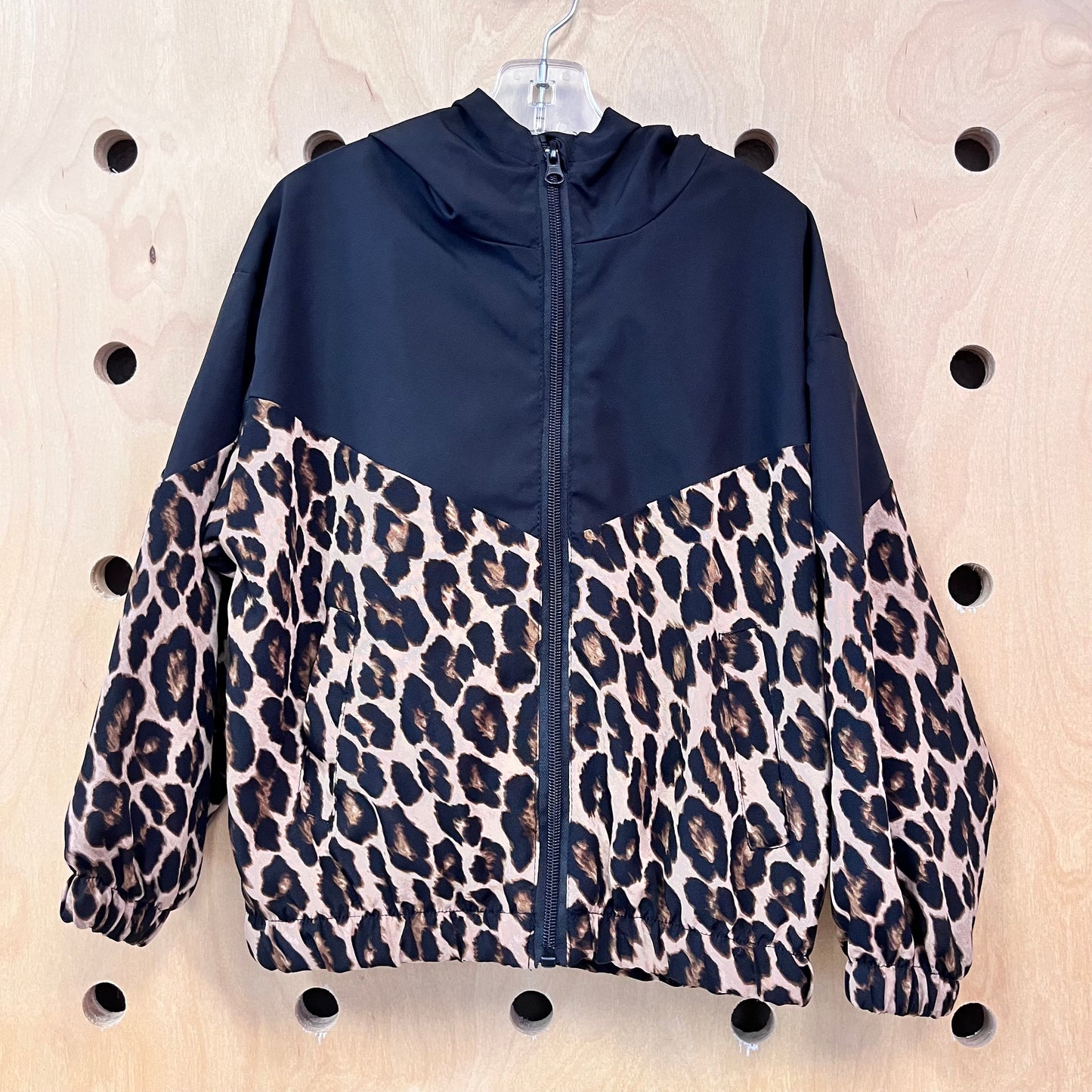 Black Animal Print Winbreaker Hoodie