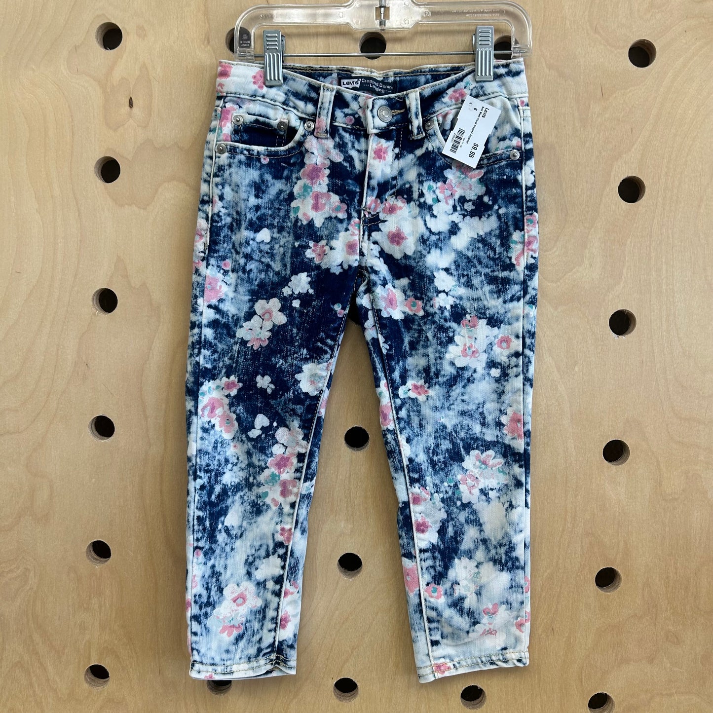 Acid Wash Floral Cropped Jeggings