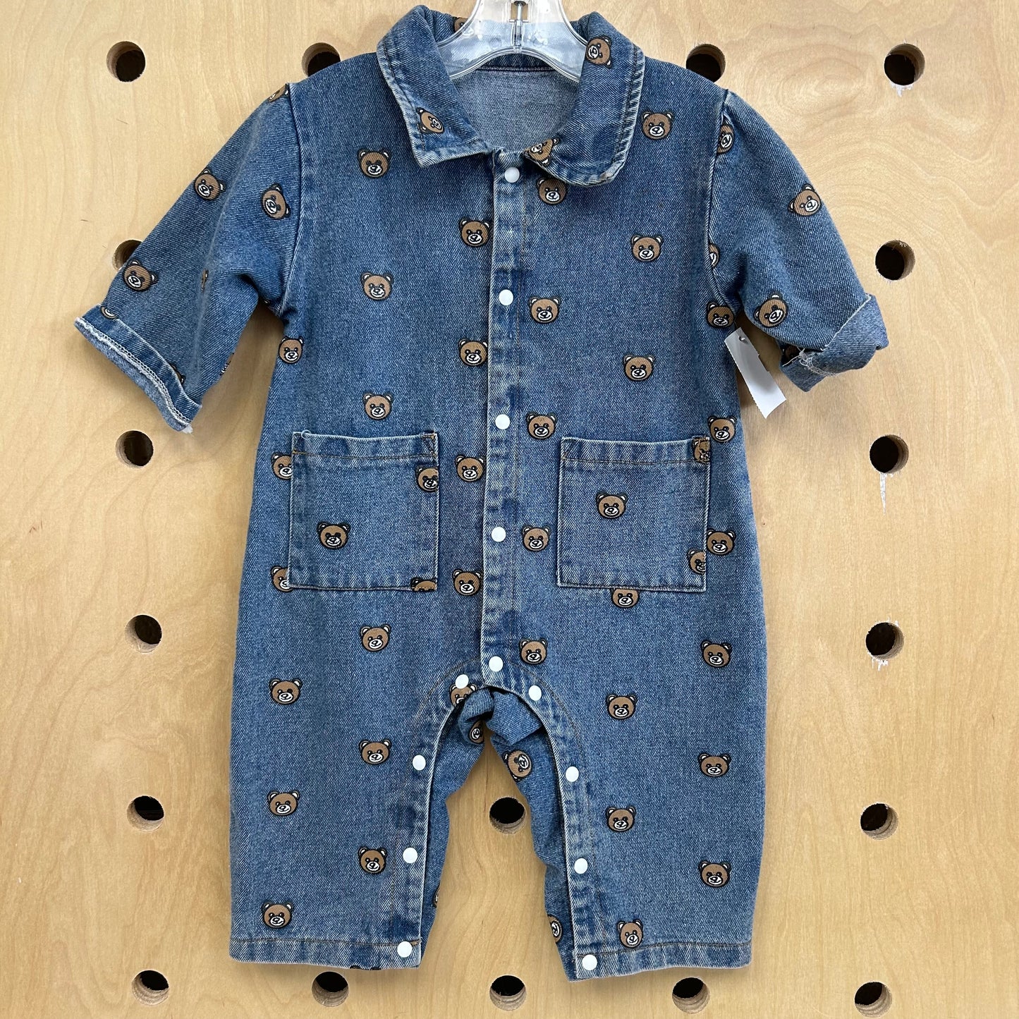 Denim Teddy Bear Snap Romper