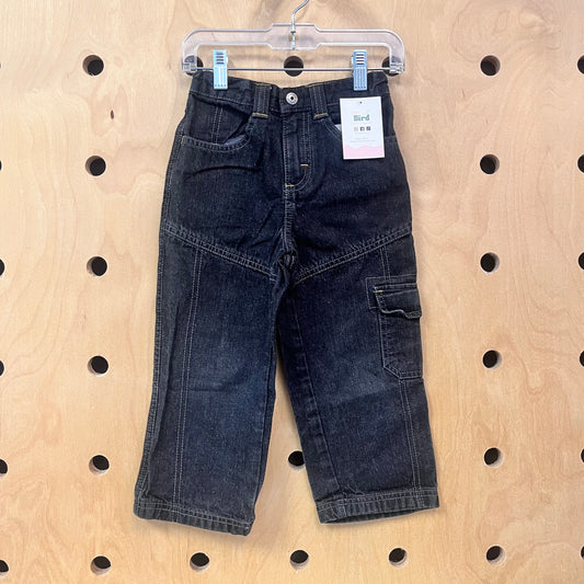 Black Denim Cargo Pants