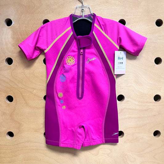 Pink Floral Rash Guard Suit