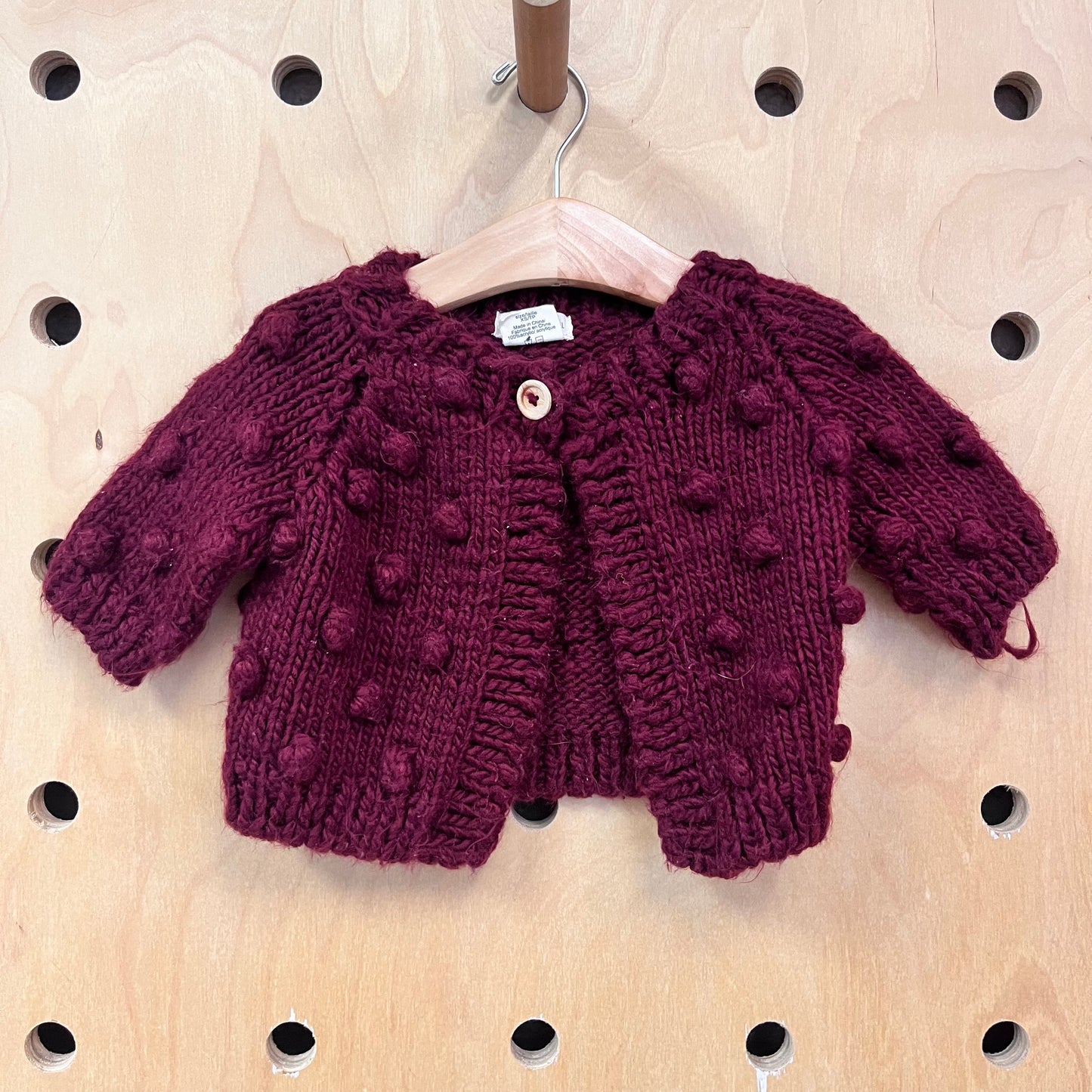 Burgundy Pom Cardigan