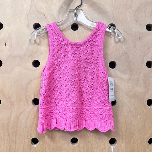 Pink Scalloped Hem Knit Tank