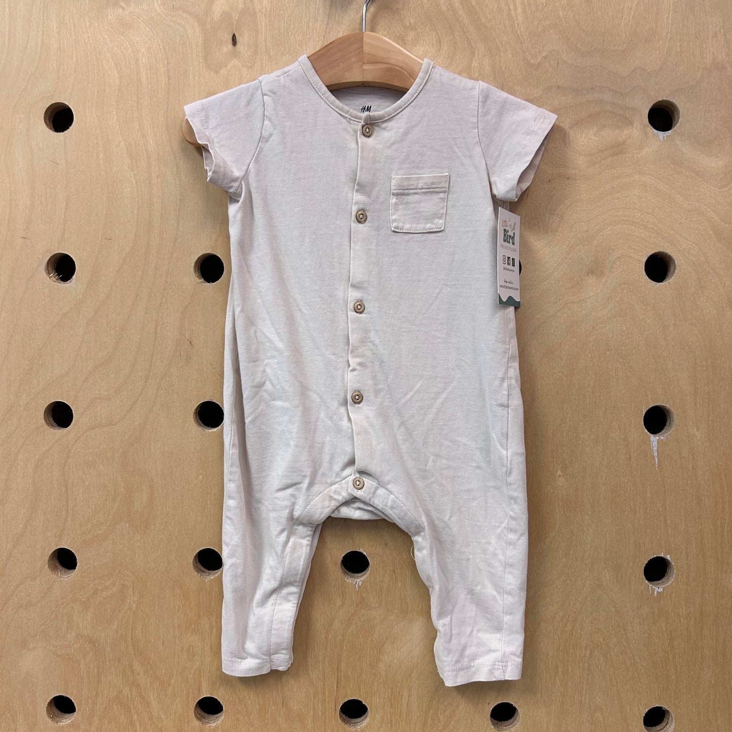 Organic Cream Button Romper