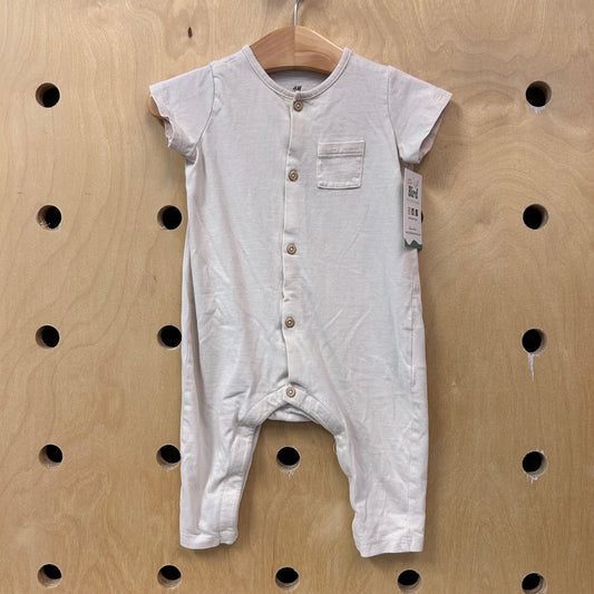 Organic Cream Button Romper
