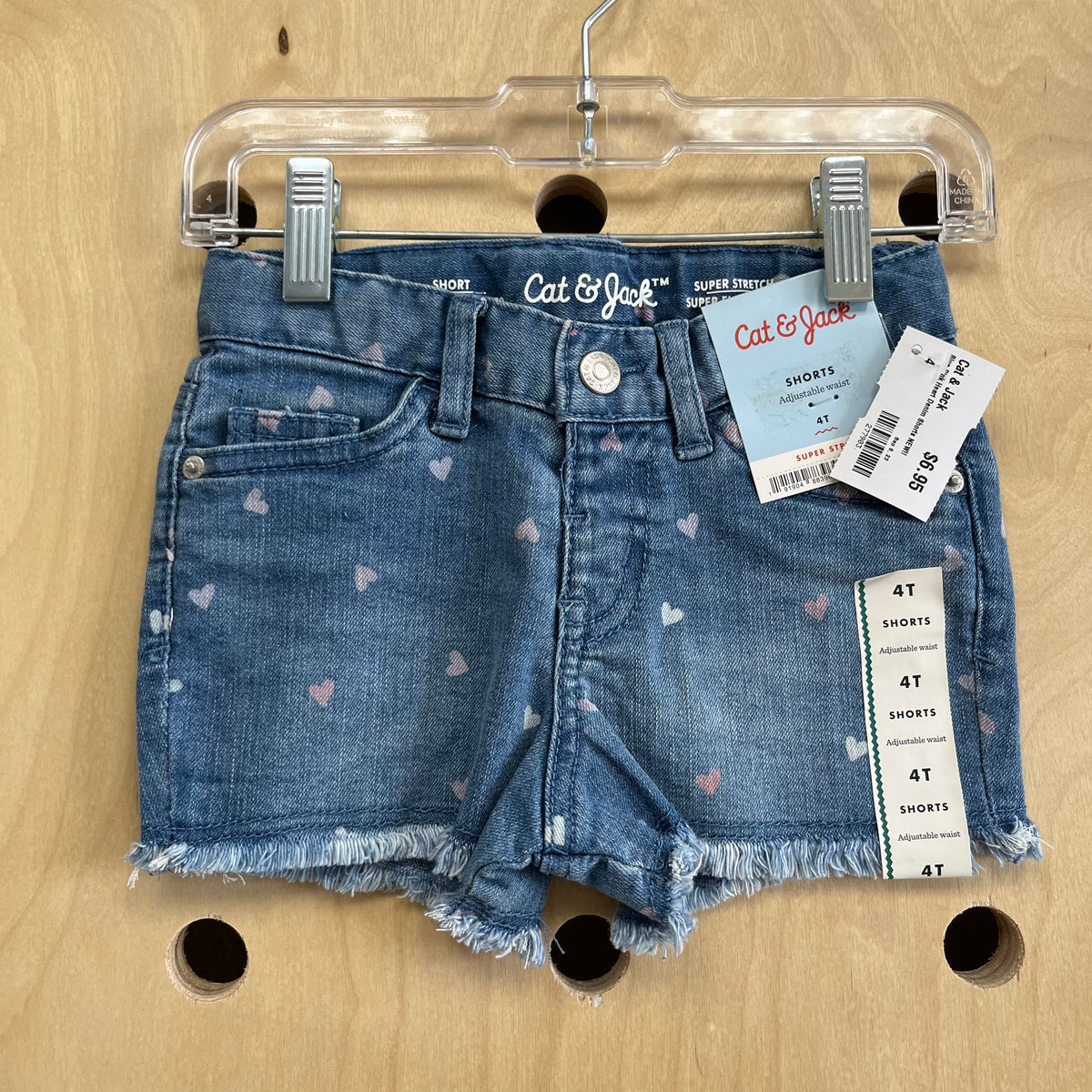 Blue Pink Heart Denim Shorts NEW!!