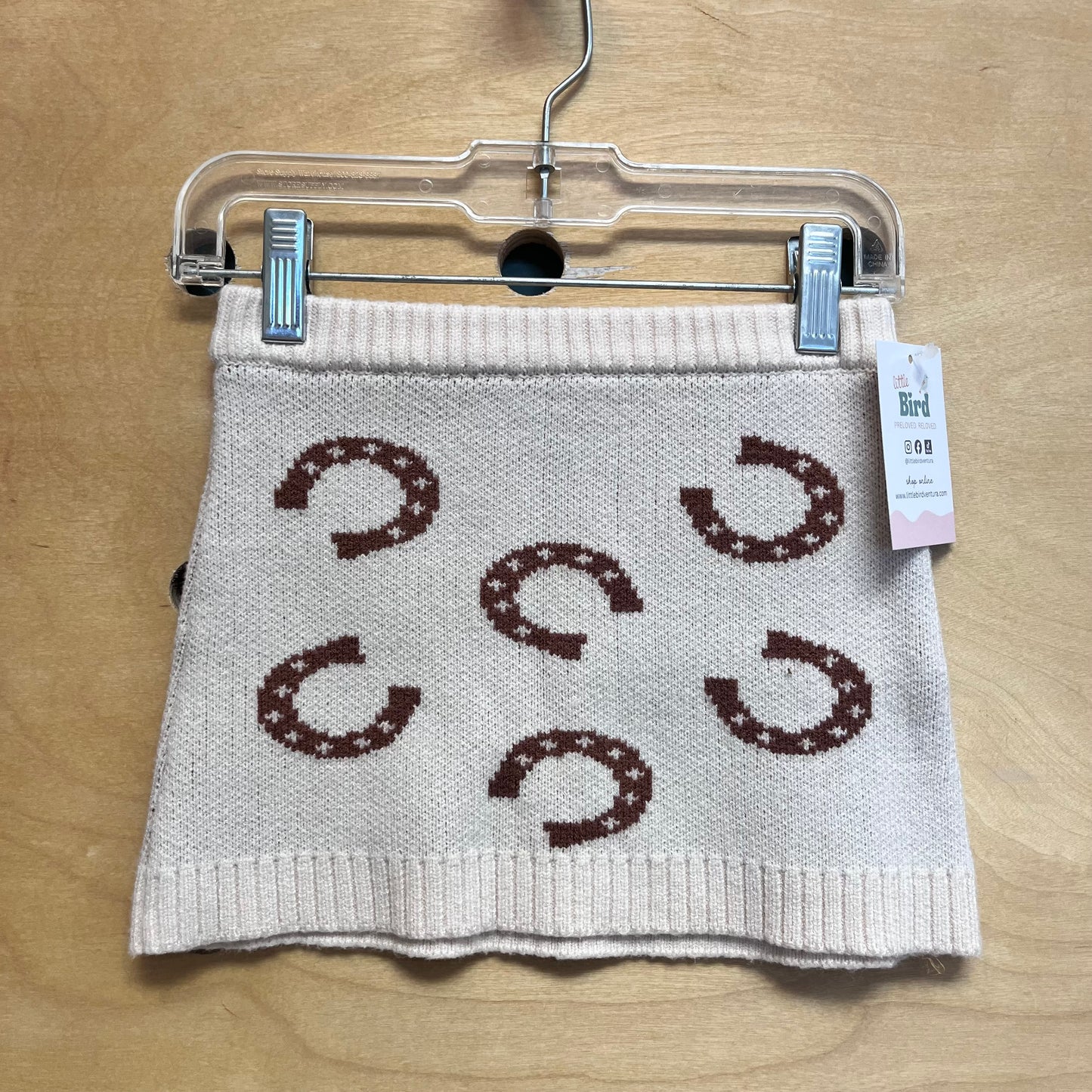 White/Brown Knit Horseshoe Skirt