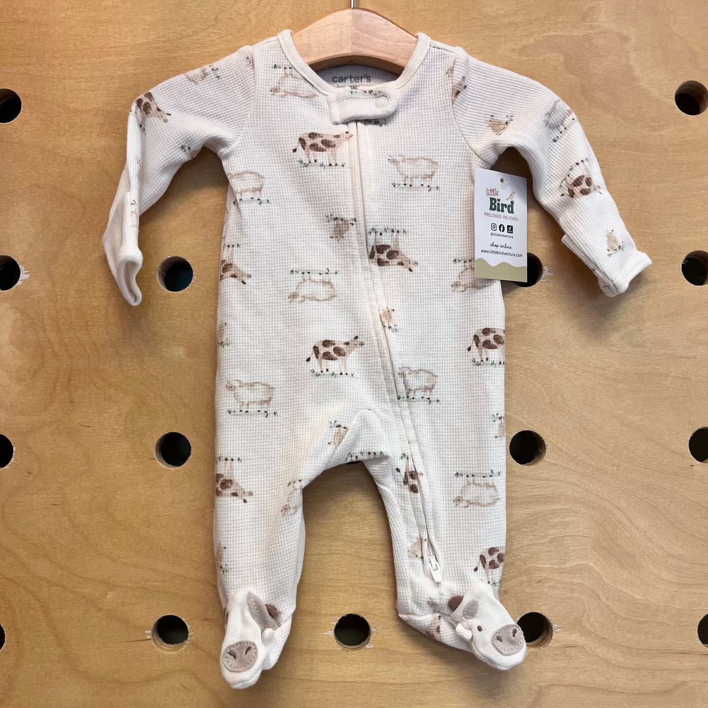 White Sheep/Cow Waffle Knit Footies