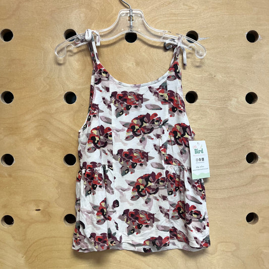 White Colorful Pattern Organic Tank