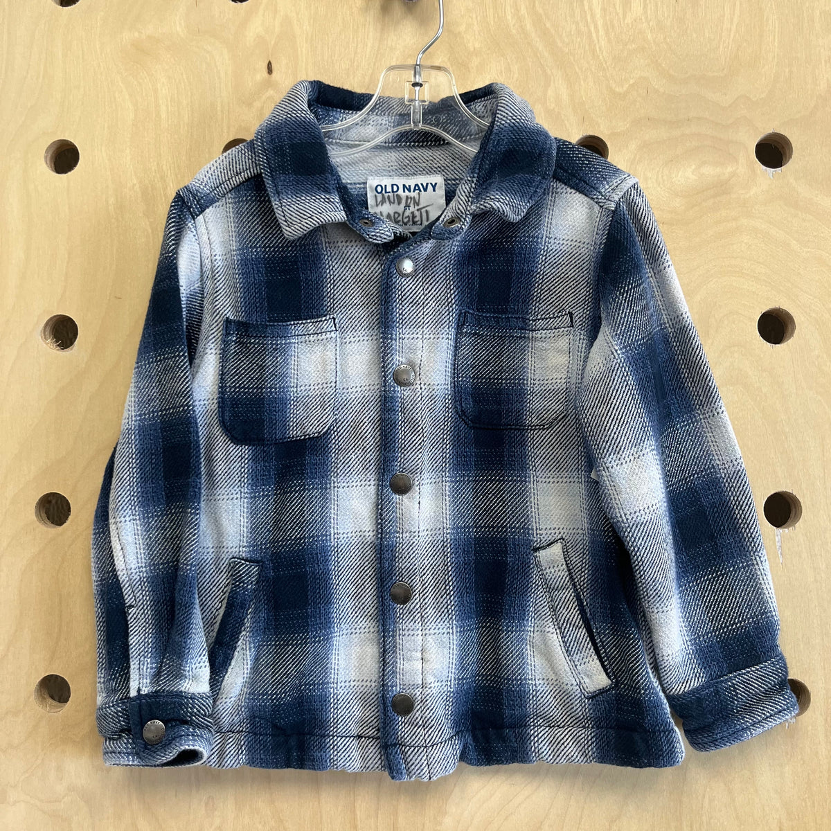 Blue & White Snap Front Flannel