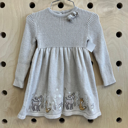 Beige Woodland Knit Dress