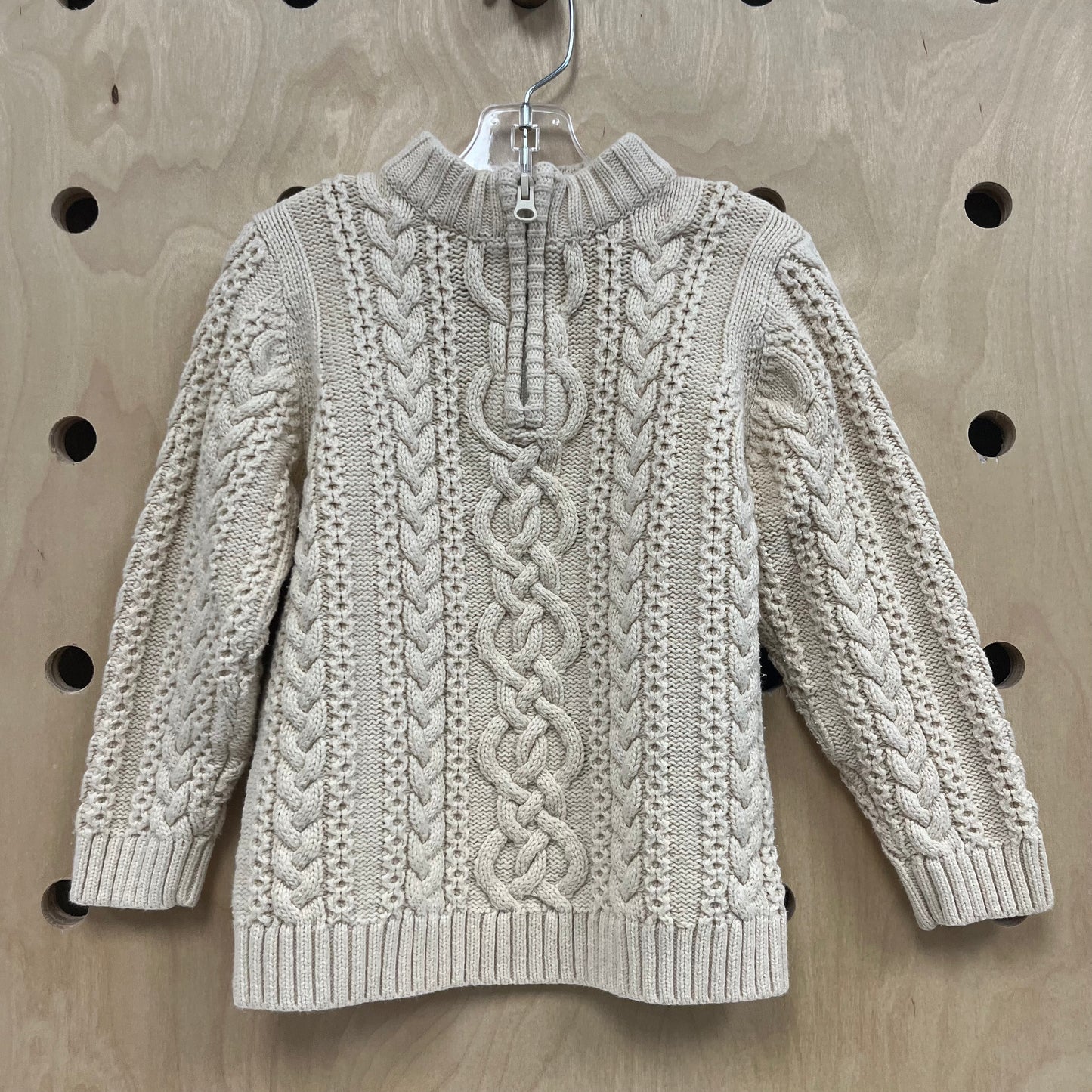 Cream Cable Knit Zip Up Sweater