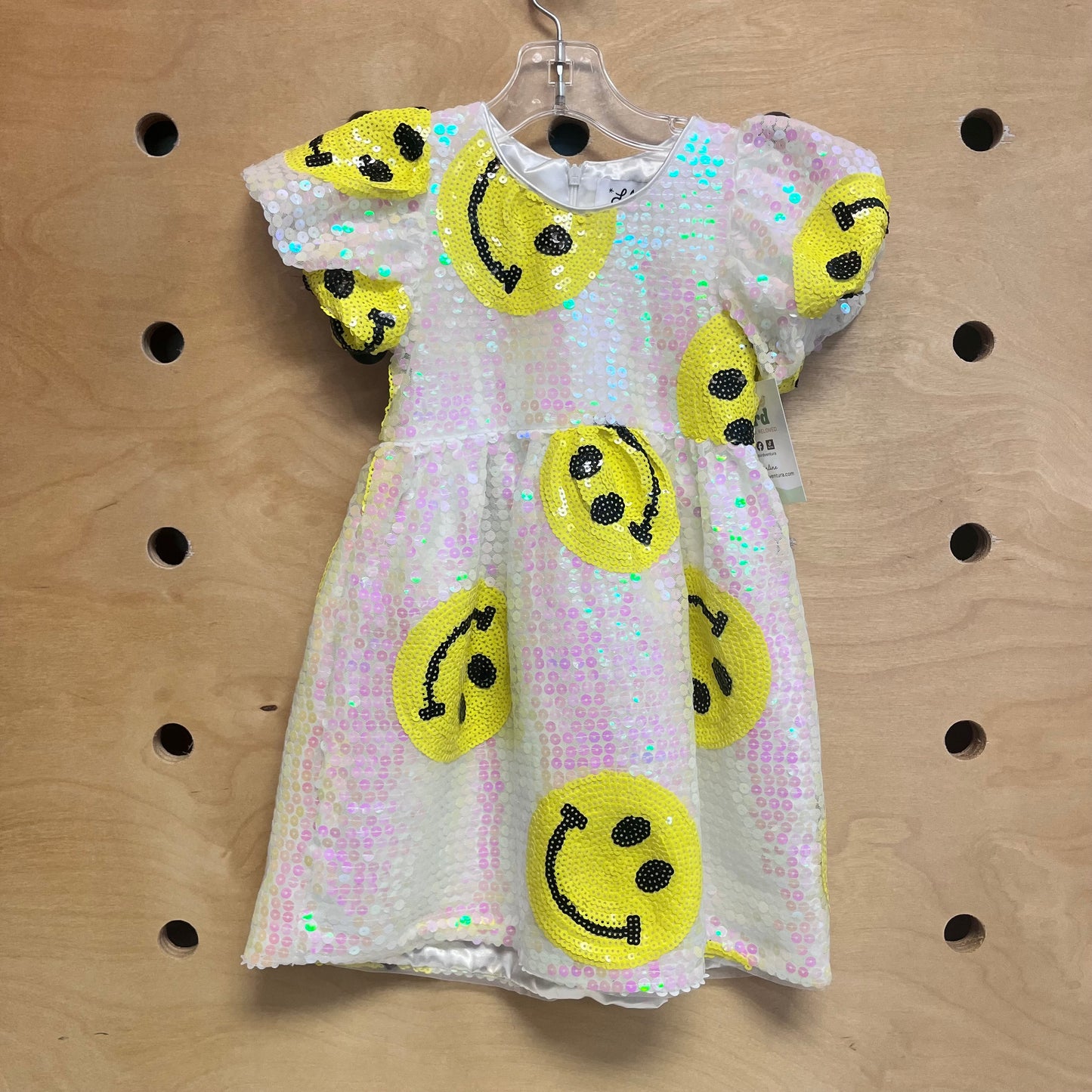 White Sequins Smiley Face Dress