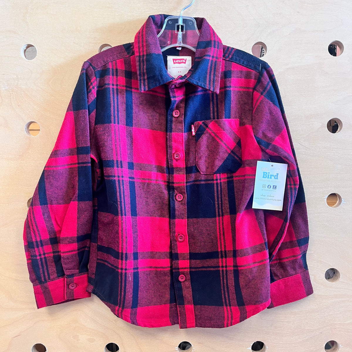 Red/Black Plaid Button Up LS