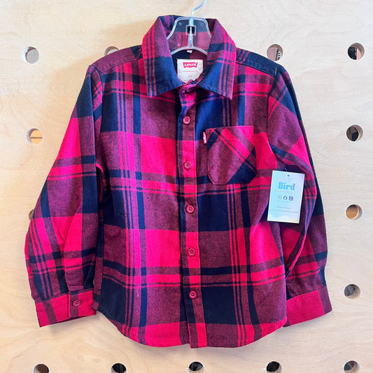 Red/Black Plaid Button Up LS