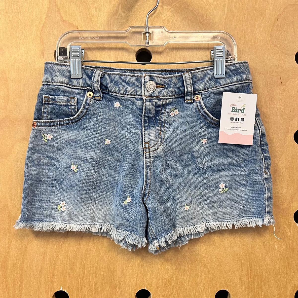 Embroidered Floral Denim Stretch Shorts