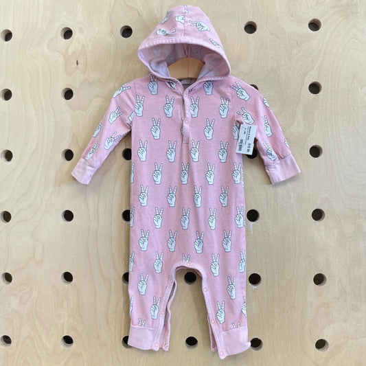 Organic Pink Peace Hoodie Romper