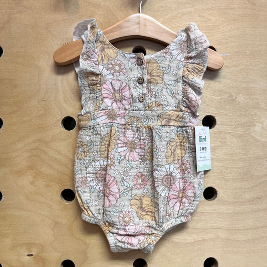 Beige Floral Organic Gauze Romper
