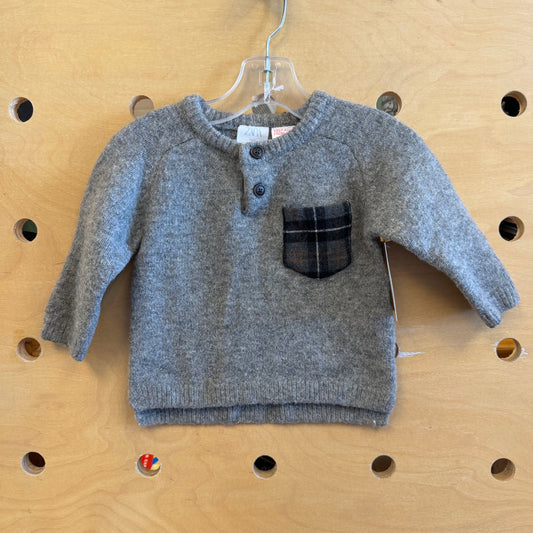 Grey/PLaid Pocket Sweater