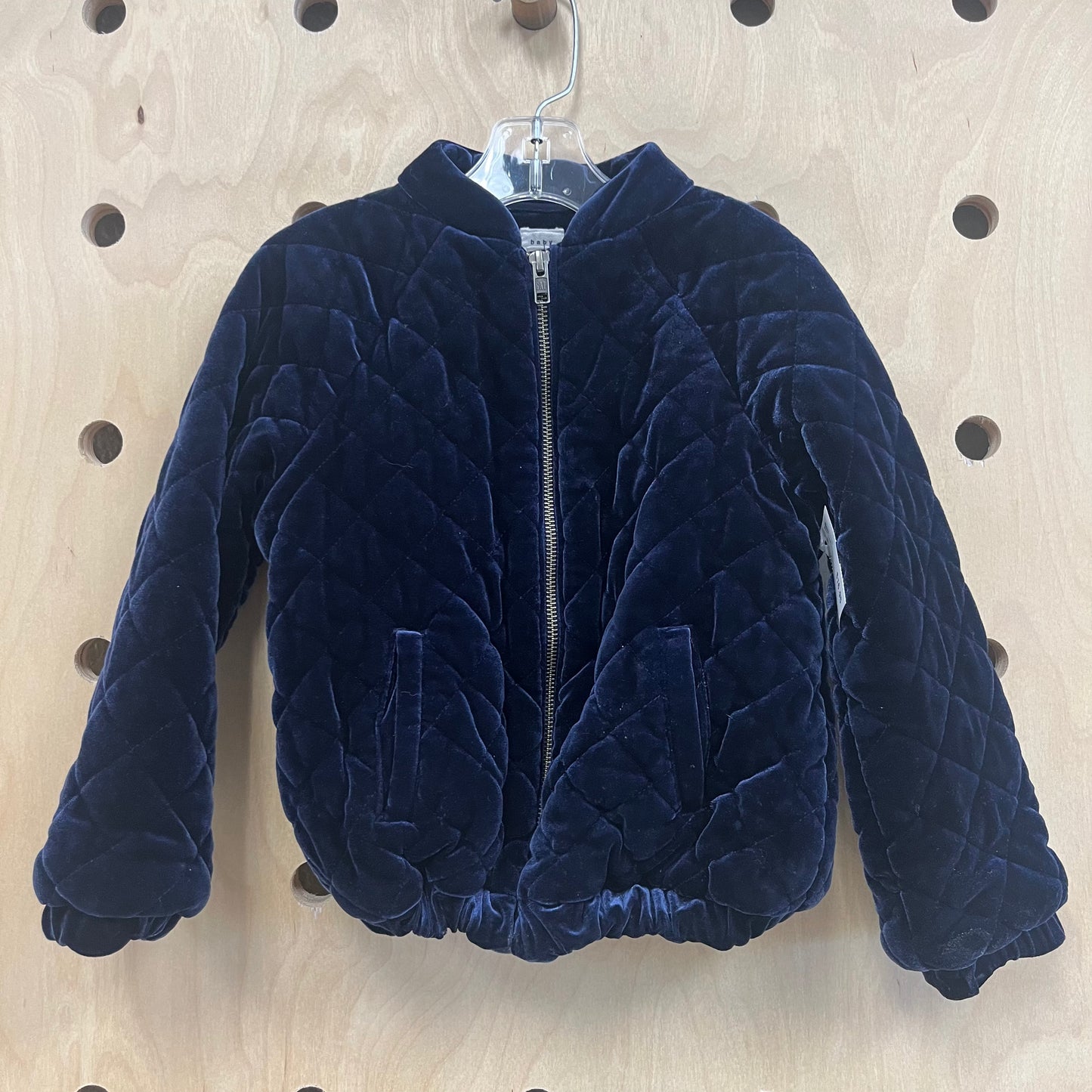 Blue Velour Puffer Jacket