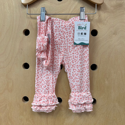 Pink Animal Print Bamboo Leggings + Headband