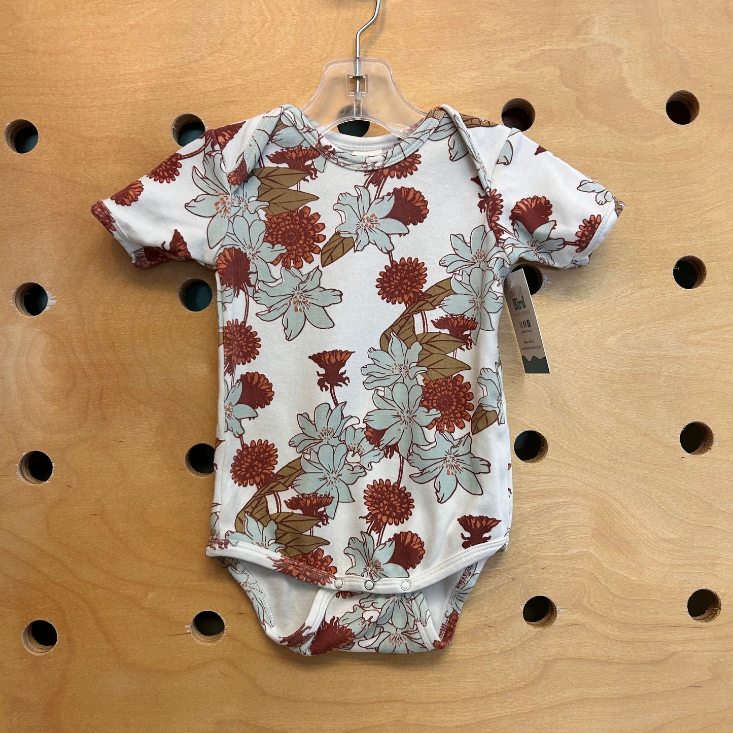 Organic White/Blue Floral Bodysuit