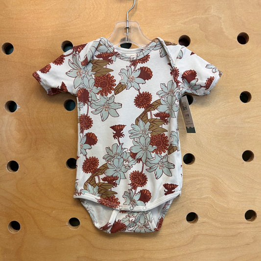 Organic White/Blue Floral Bodysuit
