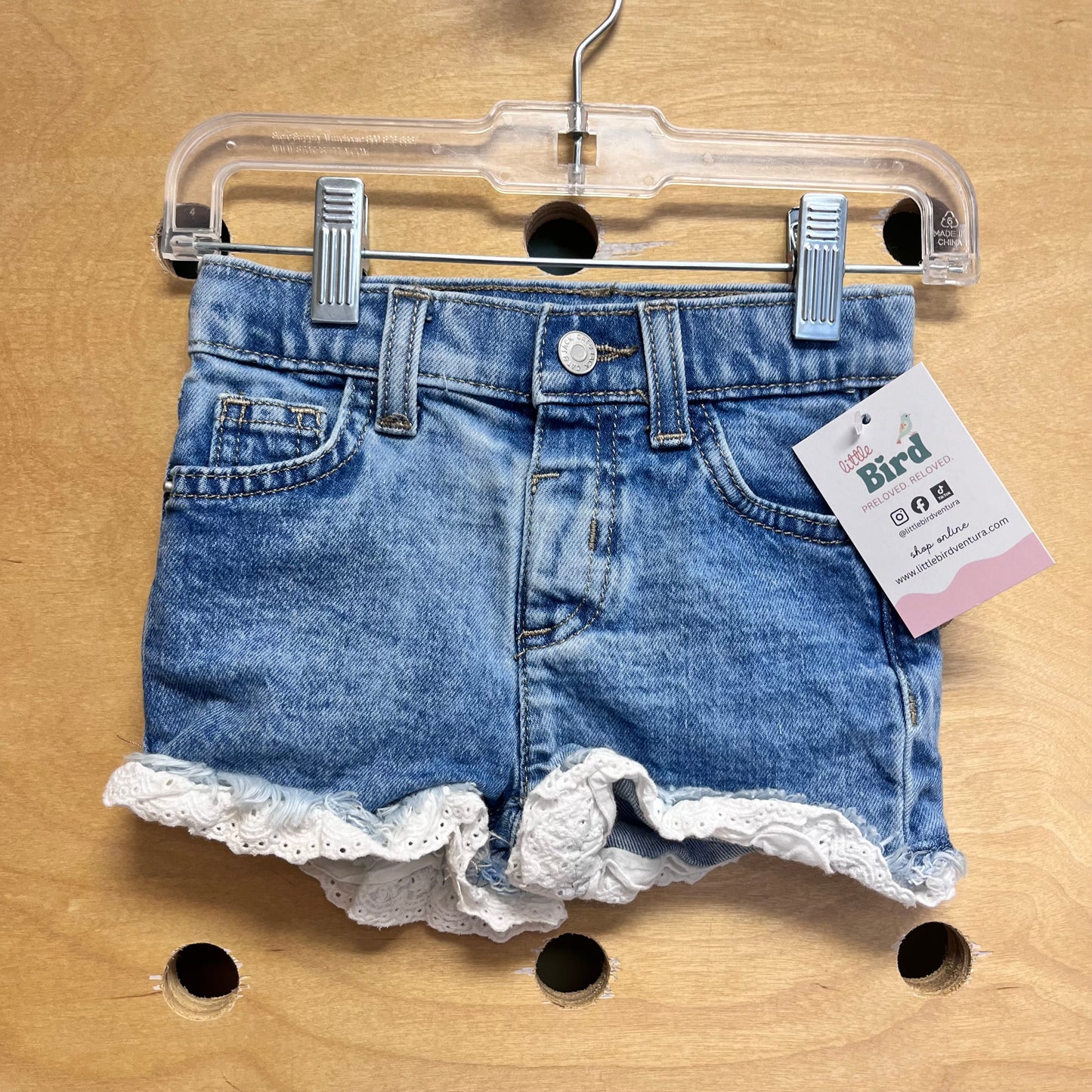 Eyelet Trim Denim Shorts