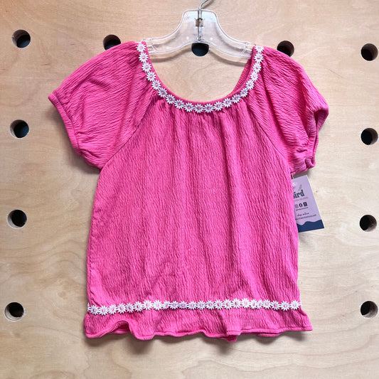 Pink/White Daisy Trim Tee