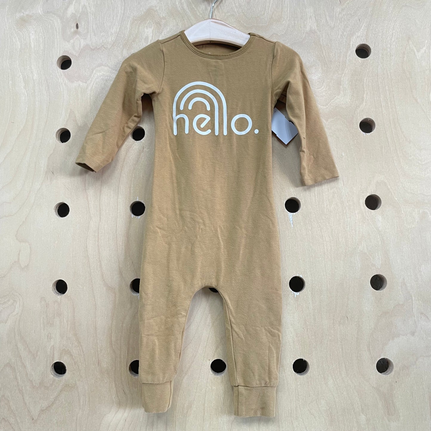 Tan Hello, Open Back Romper