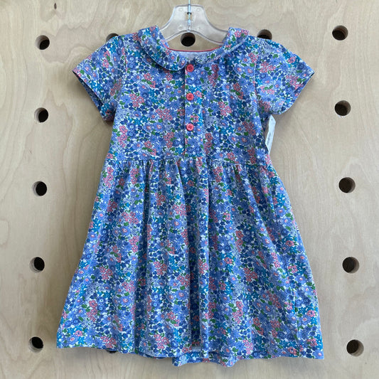 Blue Floral Collared Dress