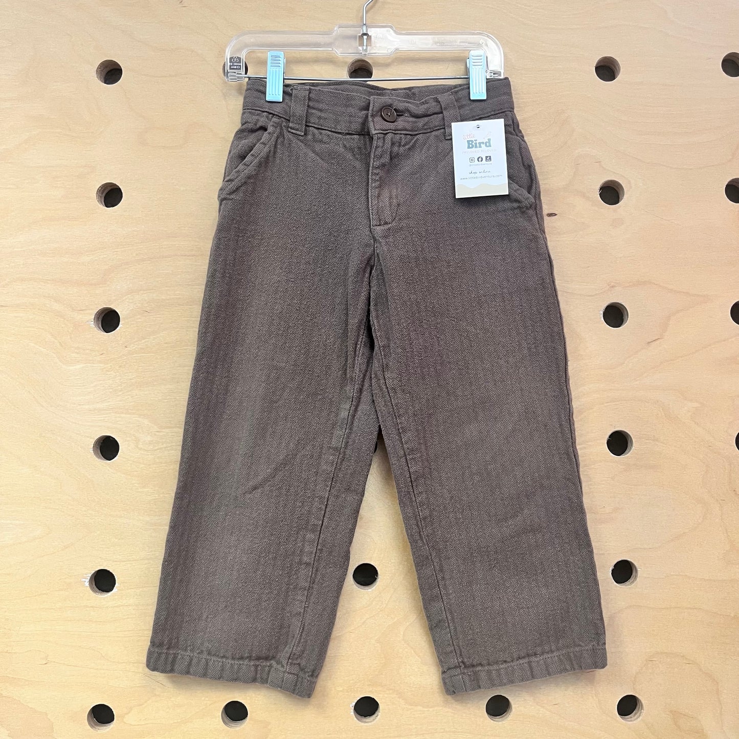 Brown Herringbone Stripe Pants