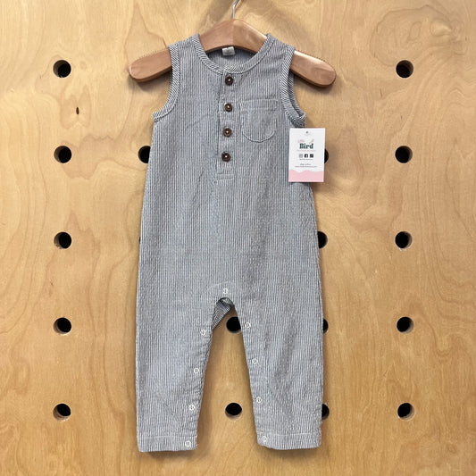 Blue Pinstripe Organic Cotton Romper
