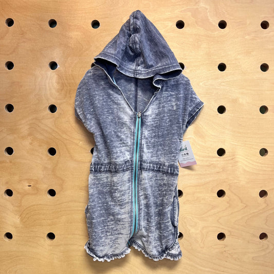 Blue Burnout Hoodie Zip Swim Cover