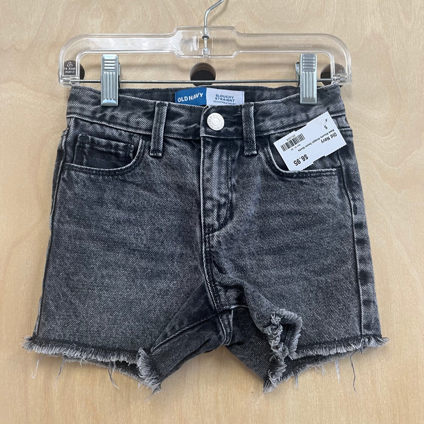 Black Slouchy Straight Denim Shorts