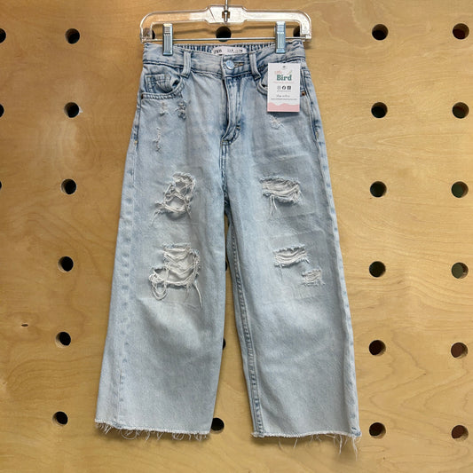 Distressed Lightwash Wide Leg Denim