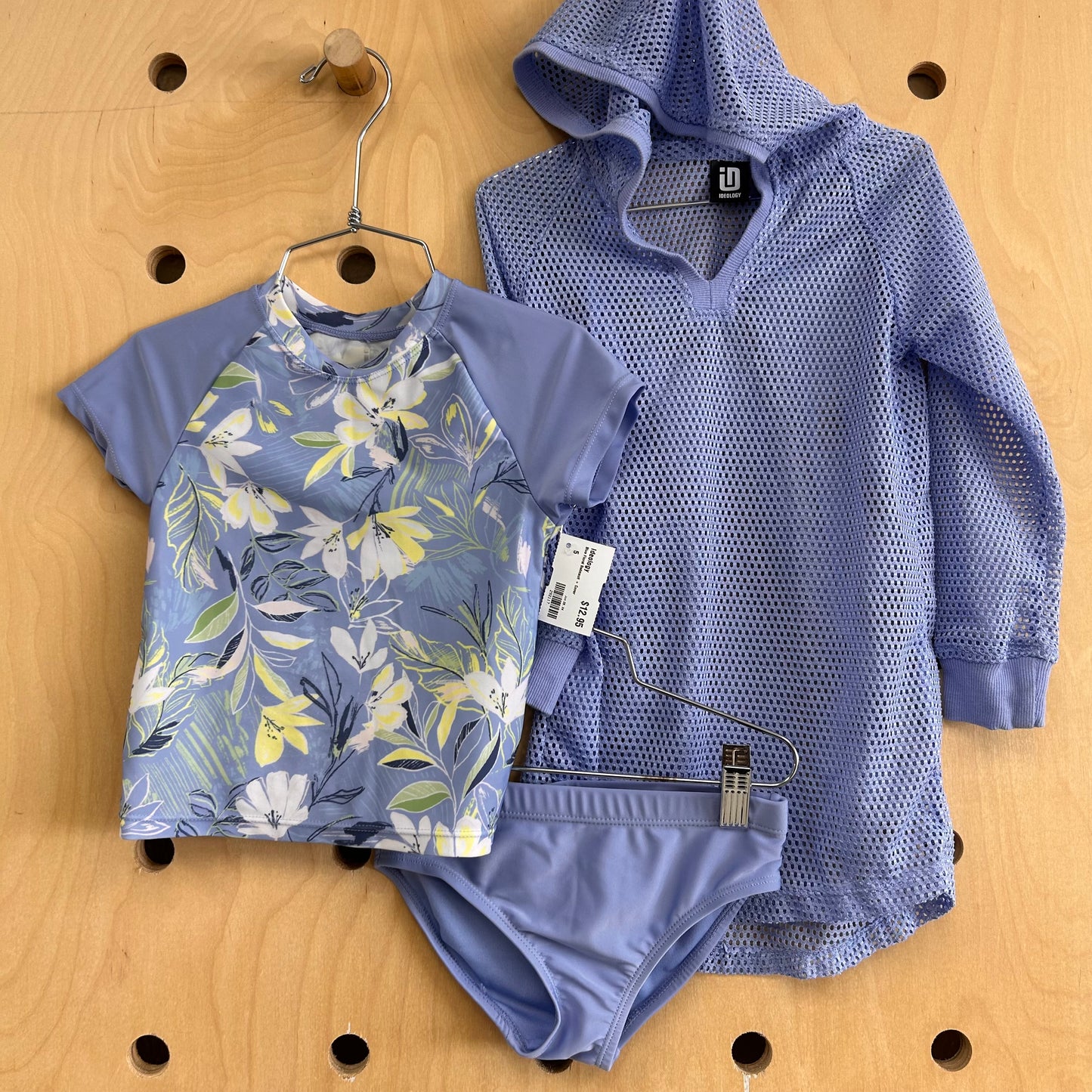 Blue Floral Swimsuit + Cover